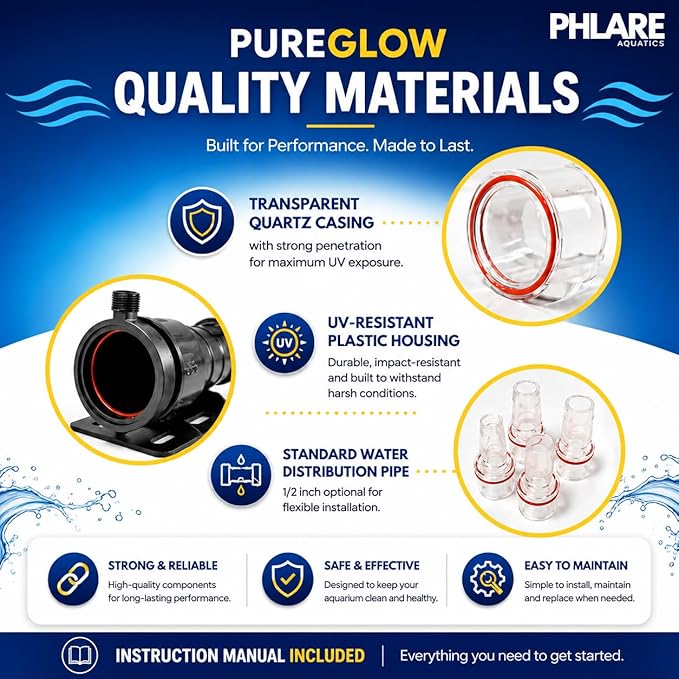 UV Aquarium Filter - External U-V Light for Fresh & Saltwater Tanks and Ponds - 11 Watts