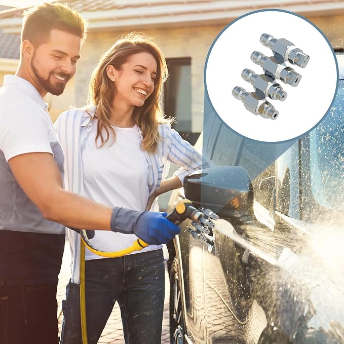 Jariko Jrod Pressure Washer Nozzle 2-3 GPM - High Pressure Hose J rod Nozzle - 1/4" Quick Connect for Soft Wash System - 4 Way Pressure Washer - 4 Tip Soft Wash Nozzle - Pressure Washer Accessories