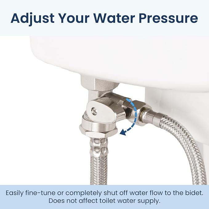 LUXE Bidet NEO 320 Plus Chrome, Toilet Seat Bumpers, and Shut-off Valve T-Adapter Bundle