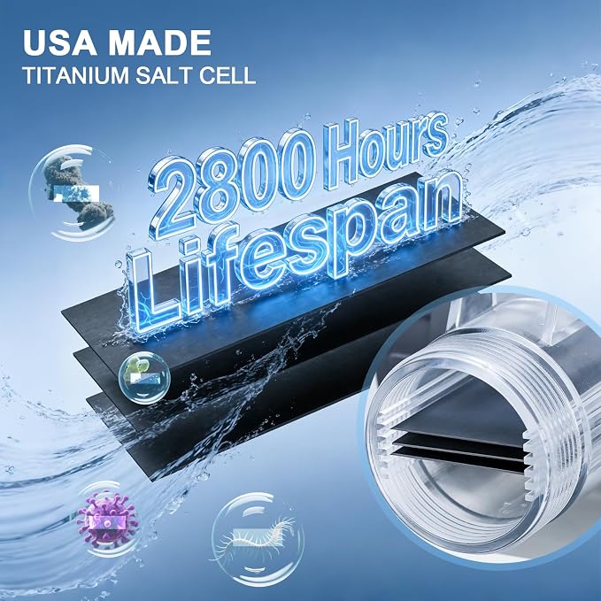 Salt Chlorine Generator, Westaho Salt Water Pool Chlorinator System with USA-Made Titanium Cells, for Above Ground Pools up to 7,000 Gallons, Compatible with Intex Pools