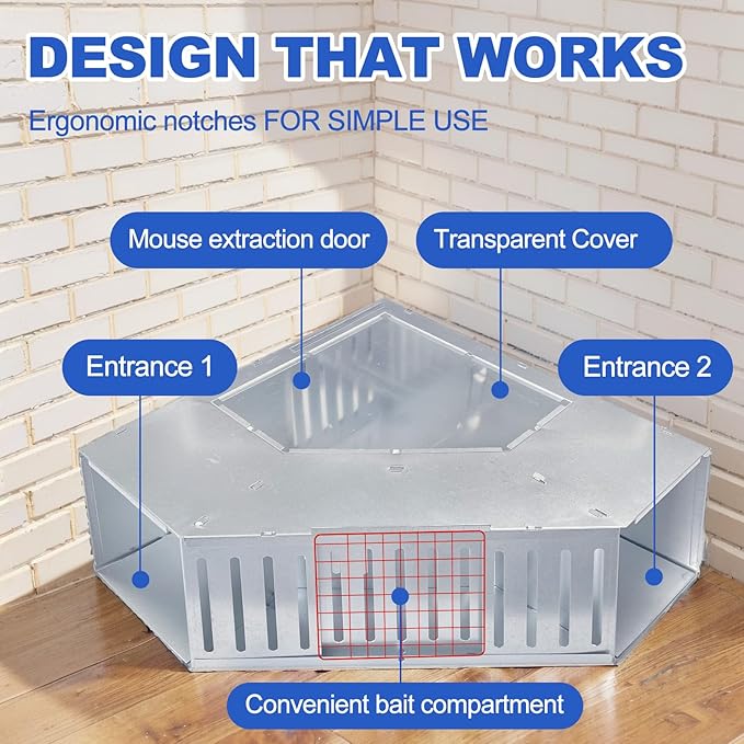 Humane Mouse Trap,Reusable Automatic Rat Trap,Didirectional Combined Continuous Rat Traps Cage,No Bait,Mouse Stations for Mice Outdoor and Indoor,Keeps Children and Pets Safe