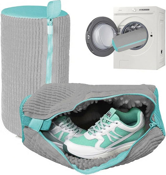 Shoe Washing Machine Bag, 2 Pack Sneaker Cleaner Kit with 10 Washer Balls for Gym Sneakers and Flats, Shoe Laundry Bag with Zipper Protection Design,Large Size for Women's, Men's, and Kid's Shoes