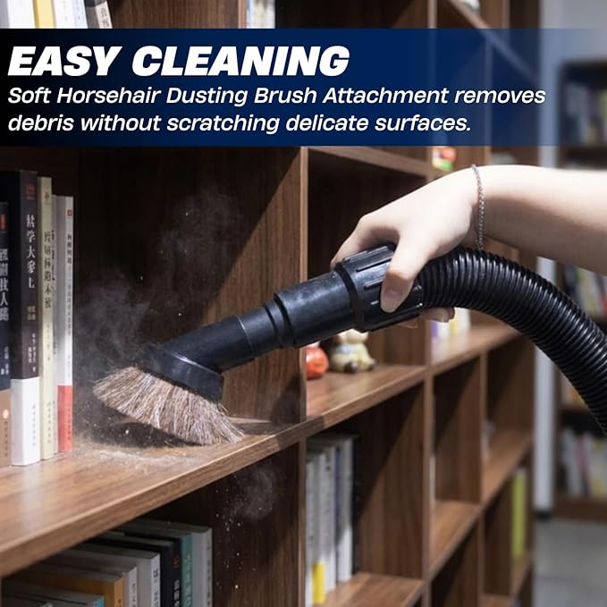 for Shop Vacs Replacement Vacuum Brush Attachment 1.25 Inch (32mm) with Soft Horsehair Bristles - 1-1/4'' Vacuum Accessories Compatible with Milwaukee M18, Eureka Mighty Mite 3670M & More