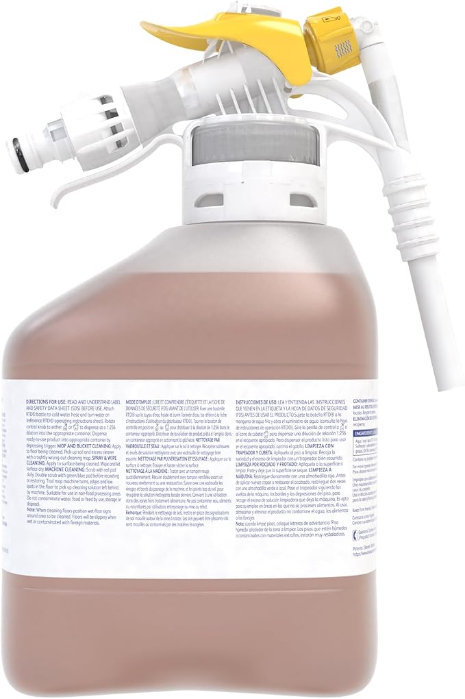 Diversey Stride Citrus Neutral Cleaner, RTD Dispensing System, 5 Liter | Low Foam, No Rinse, Film Free, Hard Surface Cleaner, Floor Care, Citrus Scent