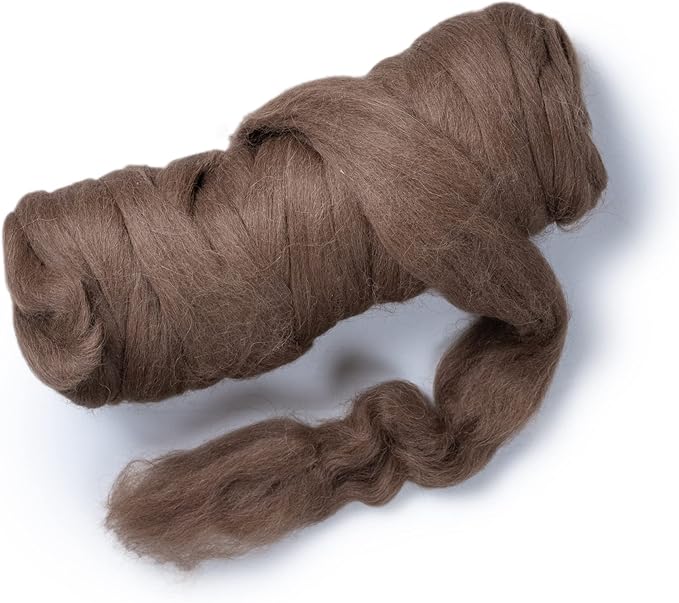 Llama Wool roving (Similar to Alpaca), 1 lb. Best for Needle Felting, handcrafts and Spinning. Natural Colours, un-Dyed. (Brown PM, 1lb)