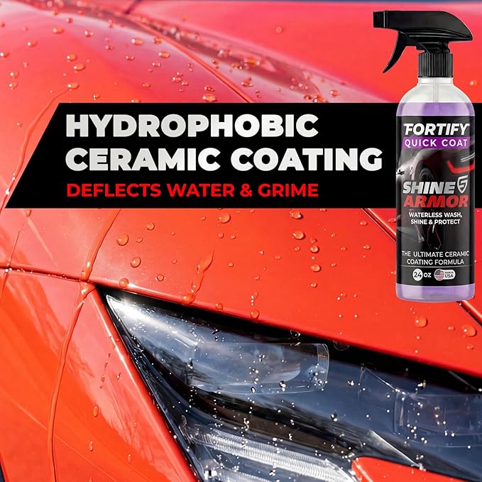 SHINE ARMOR Fortify Quick Coat: 3-in-1 Complete Detailing Spray - Car Wax, Waterless Wash and Ceramic Coating - Paint Protection for Cars, Trucks, Bikes and SUVs, Made in USA, 16floz
