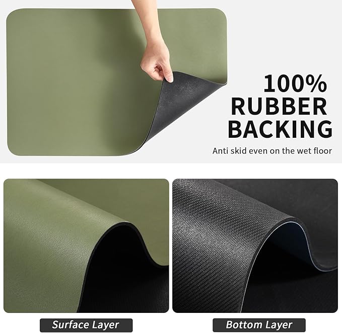 HotLive Dish Drying Mat for Kitchen Counter, Heat Resistant Drainer Mats with Non-slip Rubber Backed, Hide Stain Kitchen Super Absorbent Draining Mat, Easy to Clean Dish Rack Pad, Green 16"x20"