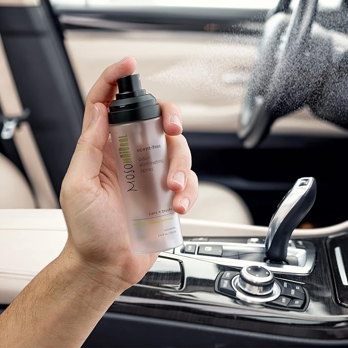 Moso Natural Scent-Free Odor Elimination Clean Car Set (1) Scent-Free Car Air Freshener Spray & (1) Moso Bamboo Charcoal Air Purifying Bag