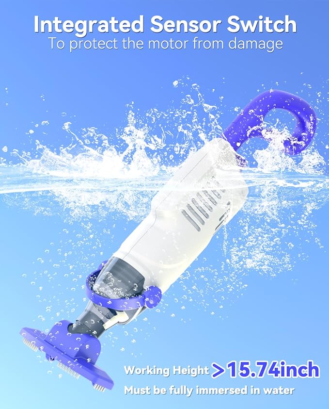 2026 Upgraded Cordless Handheld Pool Vacuum, 3800L/H Strong Suction Spa Vacuum with 5000mAh Battery, 3-Head Cleaning System & Fine Filter for Pools, Hot Tubs, Spas & Steps, White