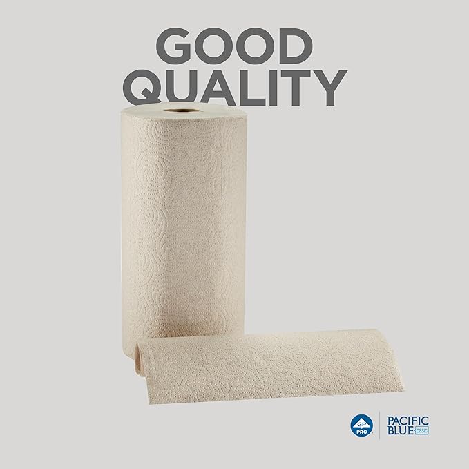 Georgia-Pacific Pacific Blue Basic 2-Ply Recycled Perforated Paper Roll Towel (Previously Branded Envision) By GP PRO (Georgia-Pacific), Brown, 28290, 250 Sheets Per Roll, 12 Rolls Per Case