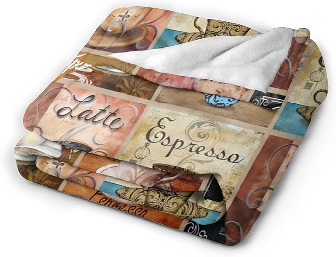 Tijuboni Coffee Throw Blanket Coffee Gifts for Women Men Girls Boys Kids Adults Soft Flannel Fleece Blanket for Couch Sofa Bed Home Decor 60"x80"