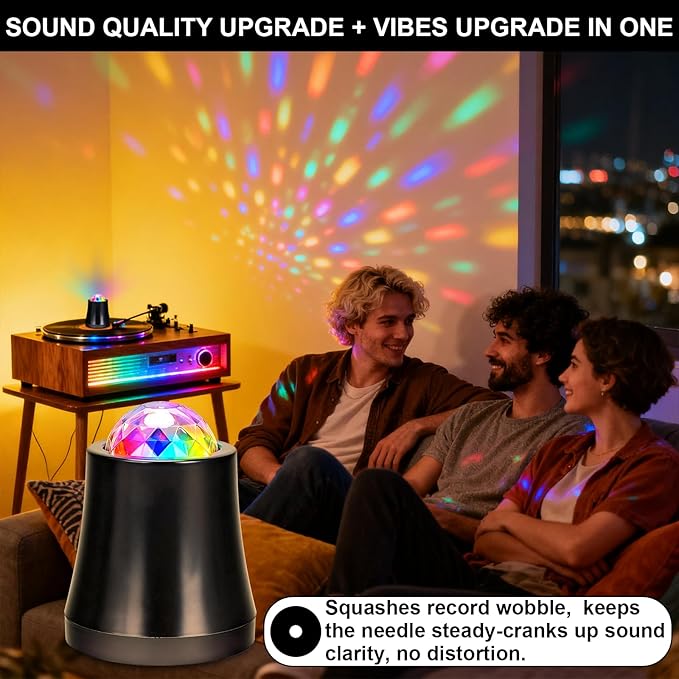 Record Weight Stabilizer with LED Ambient Lighting + 2-in-1 Vinyl Record Cleaning Kit