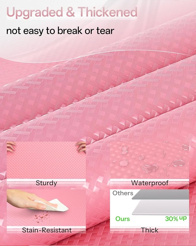 Shelf and Drawer Liner for Kitchen Cabinet, Non-Adhesive 24in x 120in Waterproof Contact Paper Refrigerator Liners Thickened Durable EVA Material Non Slip Mat for Dresser Cupboard Pantry Protector