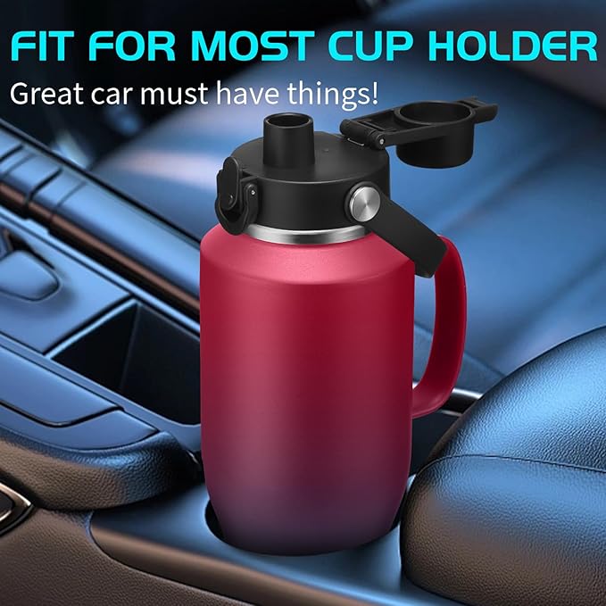 Water Bottle 40oz with Handle Insulated,LeakProof Stainless Steel Tumbler with Lid and Straw, Thermal Cups w/Carrier Pouch with Strap & Protective Boot, Thermo Coffee Flask Fit in Cup Holder