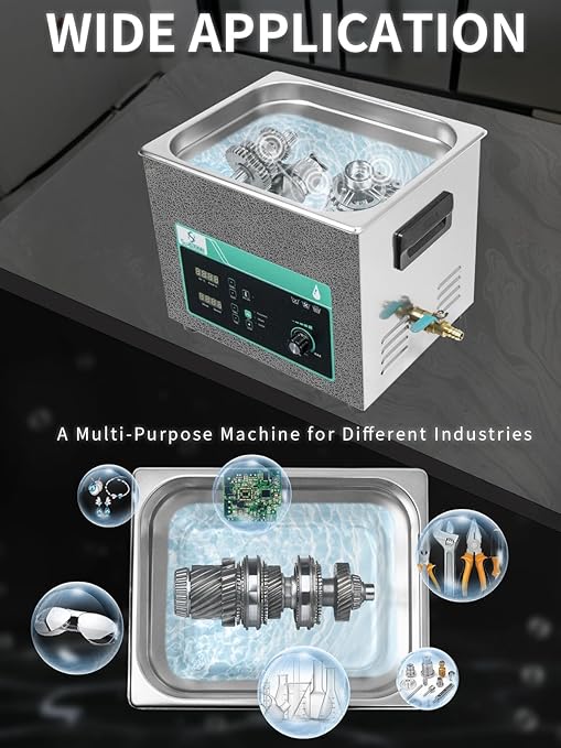 Ultrasonic Cleaner 10L, Sweep Function, 240W Power Adjustable Ultrasonic Parts Cleaner for Cleaning Carburetor, Metal Engine Parts, Gun, Oil Filter, Bike Chain, Gear, Eyewear, Watch, Jewelry