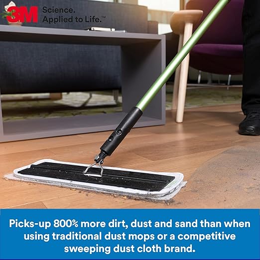 3M Easy Trap Sweep and Dust Sheets, 1 Roll of 60 5" x 6" Sheets, Disposable Easy Sweep Floor Duster, Picks Up 8x More Dirt, Dust, Sand, Hair, Works on Dry or Wet Surfaces, Hardwood Floors, 59032W