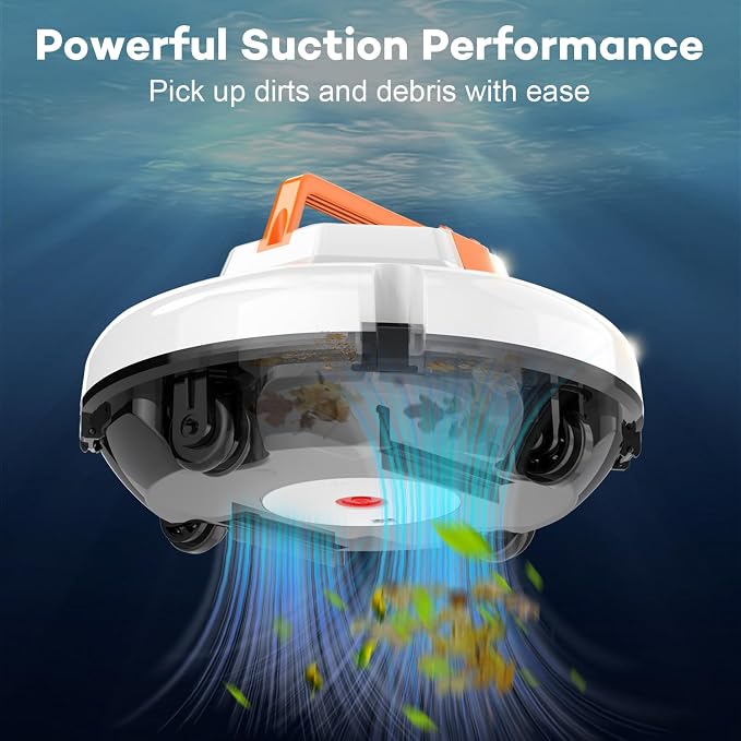 (2026 New) Robot Pool Vacuum for Above Ground Pool, Cordless Robotic Pool Cleaner Dual Motors, 130 Mins Runtime, Auto-Dock, Automatic Pool Vacuum Cleaner for In-Ground Flat Pools Up to 1100 Sq.Ft