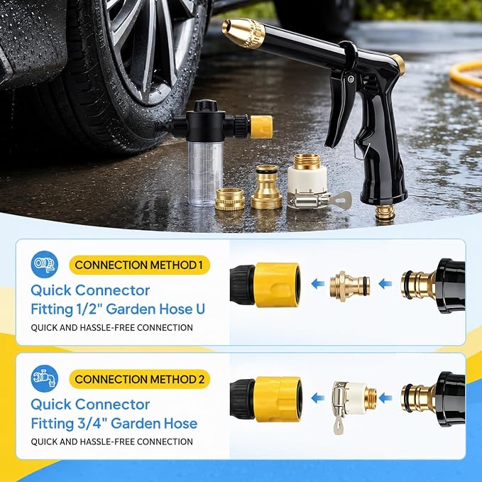 KLIFE Jet Nozzle Power Washer for Garden Hose, Upgrade Pressure Washer Wand, Adjustable High Pressure Water Nozzle for Car Washing Patio Garden Outdoor Cleaning