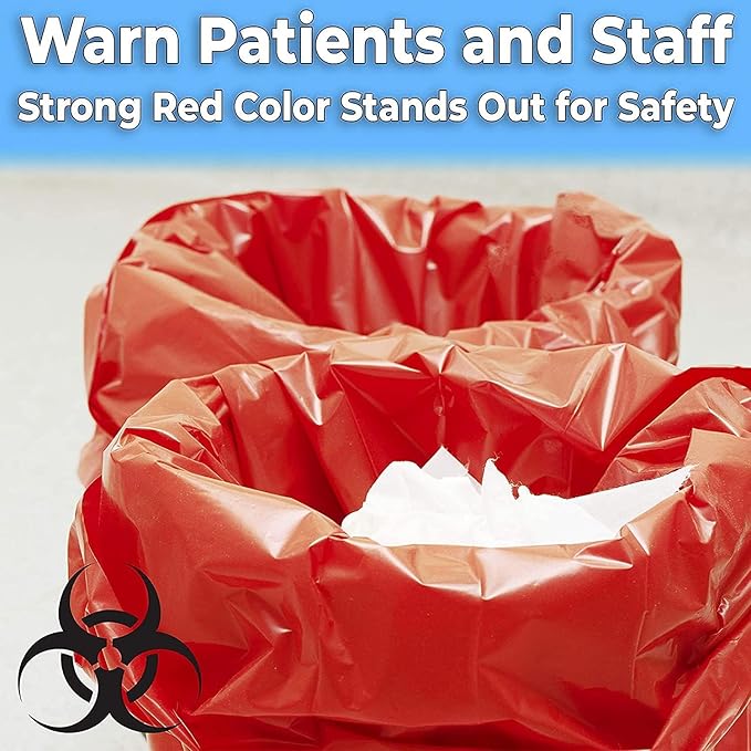 Bits N Things Infectious Biohazard Yellow Waste Bags Hazardous Trash Can Liners | Medical Grade No Leak Bags | Great for Lab Containers, Swabs, Pads, Gloves | 200 Count - 37" x 50" (44 Gallon)