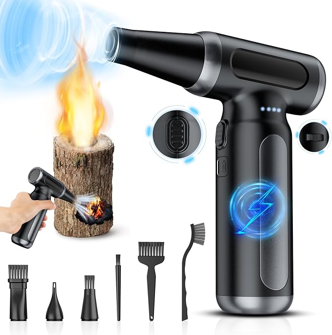 Electric Compressed Air Duster - 30,0000 RPM Rechargeable Cordless Turbo Blower, Portable Air Blower Gun for Cars, PC, Keyboard, Home & Outdoor Dust Cleaning (Replaces Compressed Air Cans)