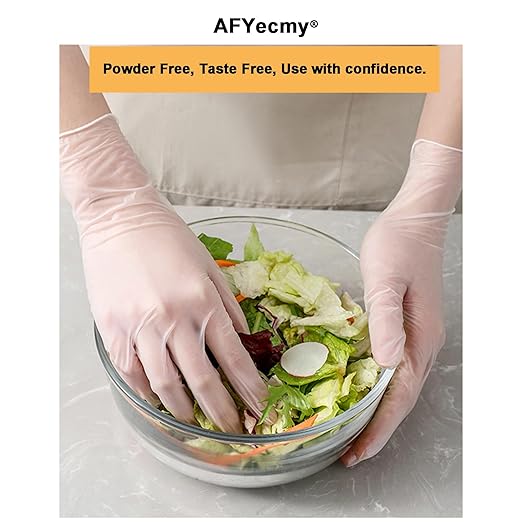 Clear Vinyl Gloves, Powder-Free & Latex-Free, Disposable Clear Gloves, Cleaning Gloves,5 Mil, 100 Count, Small