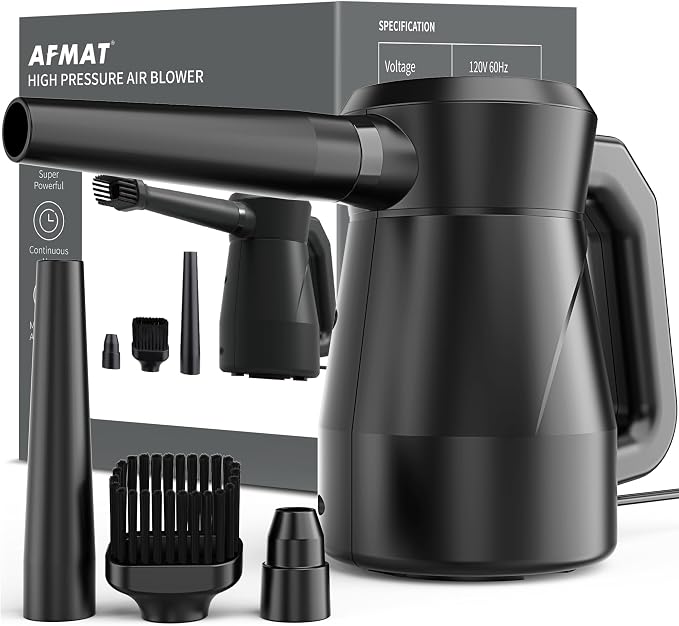 AFMAT Electric Air Duster Air Blower, Replacement for Compressed Air Cans, Multi-Use Cleaning Tools with 9.8ft Cord for Electronics, Keyboard, Fans, Hairs, Cars, BBQ, Super Powerful and Last for Years