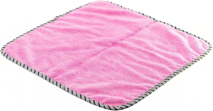 All-Purpose Microfiber Towels (6 Pack) – Flipside 420 GSM, 16x16, 70/30 Blend, Long/Short Pile, Scratch-Free for Auto Car Detailing (Pink)