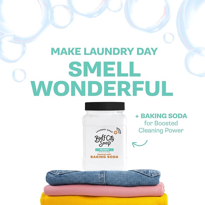 Buff City Soap - Powder Laundry Soap Plus - Made With Simple, Plant-Based Ingredients & Boosted With Baking Soda - Sandalwood, Patchouli, Raspberry, & Peach Scented Laundry Detergent - Narcissist