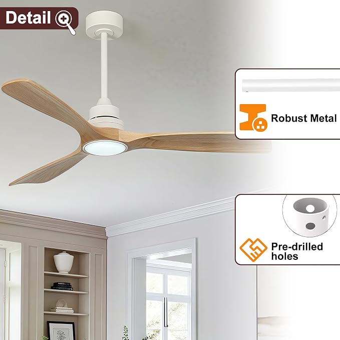 60 Inch Ceiling Fan Downrod, 1" Diameter White Ceiling Fan Extension Rod (No Threads) with 5 x 18-AWG Wires,Universal Down Rods for Ceiling Fans,Easy Installation