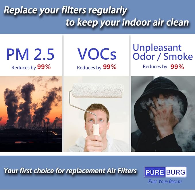 PUREBURG Replacement Filter Set Compatible with Sharp KCP70UW KCP110UW Smart Plasmacluster Ion Air Purifier Filter FZP11HFU FZJ80DFU, H13 True HEPA & Activated Carbon