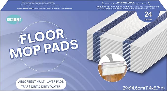 Mopping Pads Refills for Swiffer Wet Jet Mop - Thickness,Absorbent,24 Count | Textured disposable pads for everyday spray mop cleaning on sealed wood, tile, vinyl, and laminate floors.