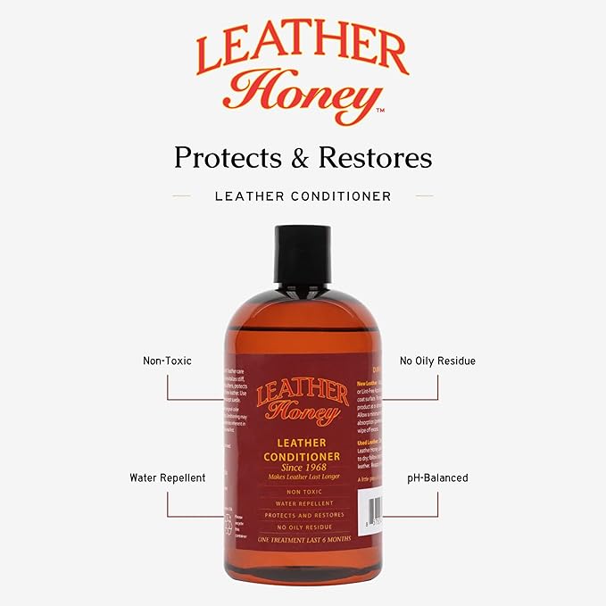 Leather Honey Complete Leather Care Kit Including 4 oz Cleaner and 16 oz Conditioner for use on Leather Apparel, Furniture, Auto Interiors, Shoes, Bags and Accessories