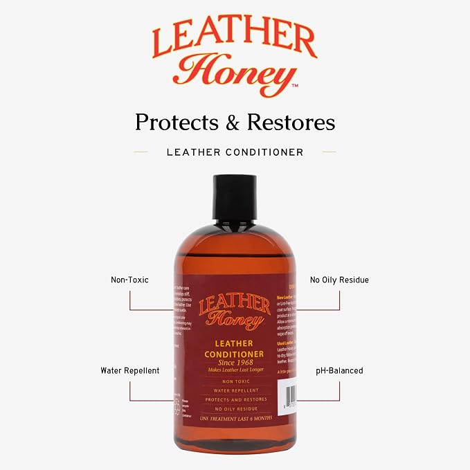 Leather Honey Complete Leather Care Kit Including 8 oz Cleaner, 16 oz Conditioner and Applicator Cloth for use on Leather Apparel, Furniture, Auto Interiors, Shoes, Bags and Accessories