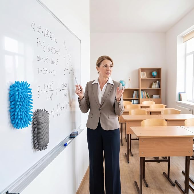 Sherr 18 Pcs Microfiber Shag Magnetic Dry Erase Erasers Washable Whiteboard Eraser Bulk Colorful White Board Eraser for Chalk Markers Home Office Adult(Blue Gray)