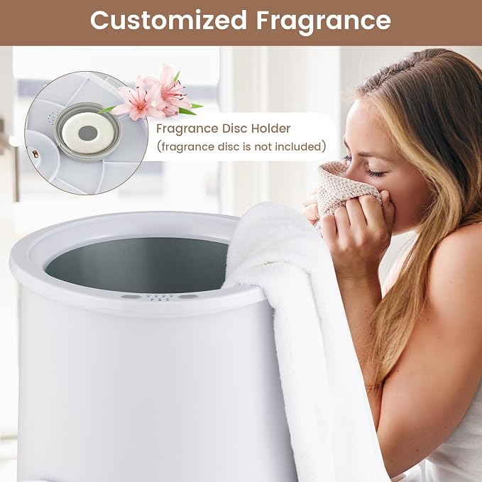 Giantex Towel Warmer Bucket, 23L Large Hot Towel Bucket for Bathroom Spa, Wood Handle, 3 Heating Modes, Adjustable Timer & Auto Shut Off, Fits Up to Two 40" x 70" Oversized Towels, Blankets, White