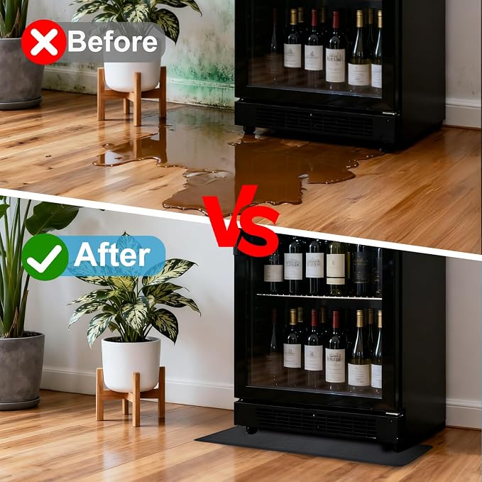 Refrigerator Mat, 27" L x 6" 1/2 D Washing Machine Spill Liner, Drip Tray and Leak Catcher Mat, Fridge Mat Prevent Water Leakage and Floor Damage from Elecrical Equipment Heavy Duty Black