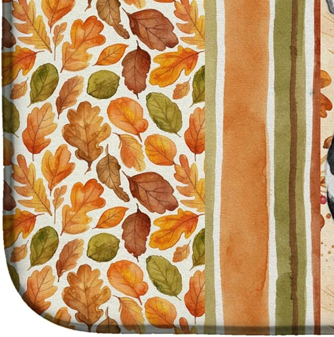 Caroline's Treasures Dalmatian Heirloom Fall Dish Drying Mat Absorbent Dish Drying Mat Pad for Kitchen Counter Dish Drainer Mat for Countertop, 14 x 21", Multicolor