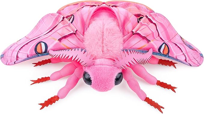Moth Stuffed Animals Toy, Lifelike Pink Moths Plush 16in, Realistic Soft Big Wing Plushies Figure Gift Collection for Kids