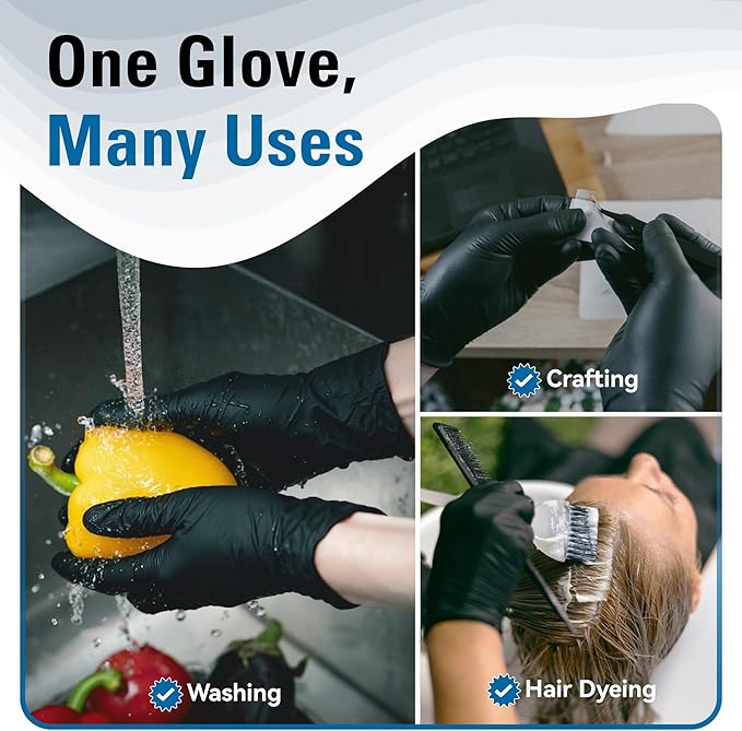 SWIFTLITE Disposable Nitrile Gloves Black, Food Safe Rubber Gloves Latex-Free Powder-Free for Cooking Food Prep Kitchen Clean
