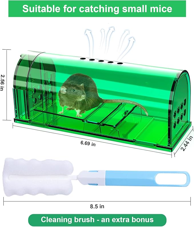 6 Pack Live Mouse Traps No Kill, Humane Mouse Traps Indoor for Home, Reusable Mice Trap Catcher for House & Outdoors