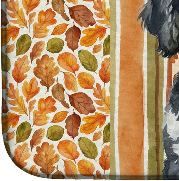 Caroline's Treasures Miniature Parti Poodle Heirloom Fall Dish Drying Mat Absorbent Dish Drying Mat Pad for Kitchen Counter Dish Drainer Mat for Countertop, 14 x 21", Multicolor