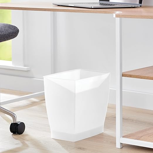 iDesign Small Plastic Bathroom Trash Can, Slim Rectangle Garbage Bin for Bedroom, Office, Dorm, Clear Frost