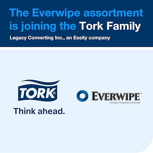 Everwipe by Tork Disinfectant Wipe Jumbo Rolls White, Cleans, Disinfects and Deodorizes, 2 x 800 wipes, 192821 (10100)