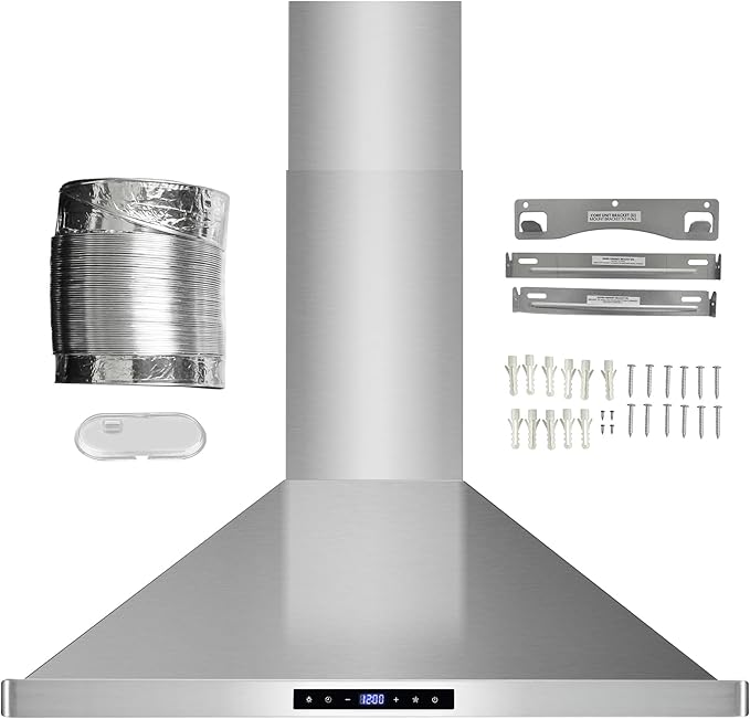 COSMO COS-63175S 30 in. Vista Collection 380 CFM Ducted Wall Mount Range Hood, Touch Controls, LED Lights, Stainless Steel