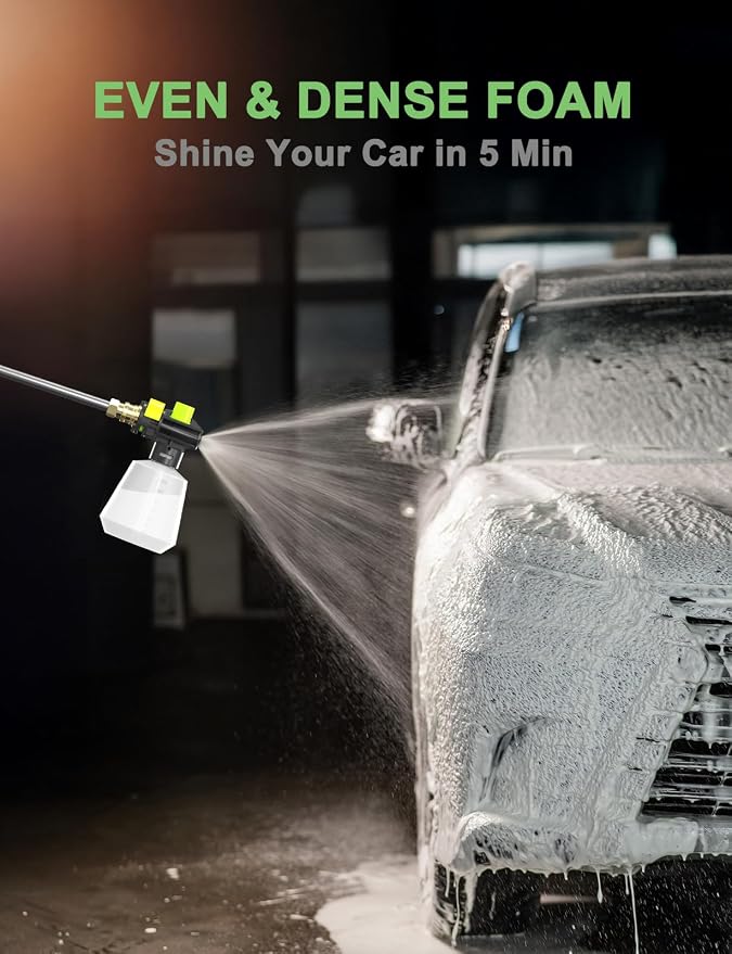 Power Pressure Cleaner for Effortless Cleaning with Surface Cleaner & 4 Nozzles & Detachable Foam Cannon for Easy Use, Home/Driveway/Car Wash/Patio/Fence/Garden