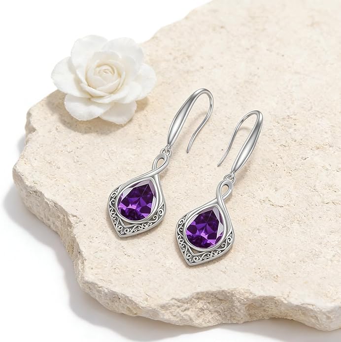 PELOVNY Celtic Knot Filigree Earrings for Women 925 Sterling Silver Moss Agate/Birthstone Infinity Earrings Birthday Christmas Jewelry Gifts for Mom Daughter Wife Sister