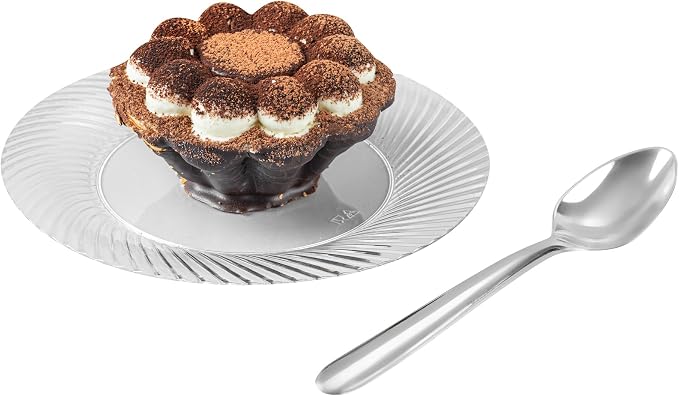 Restaurantware Moderna 7.3 Inch Disposable Spoons 250 Recyclable Appetizer Spoons - Crack-Resistant For All Types Of Meals Silver Plastic Spoons