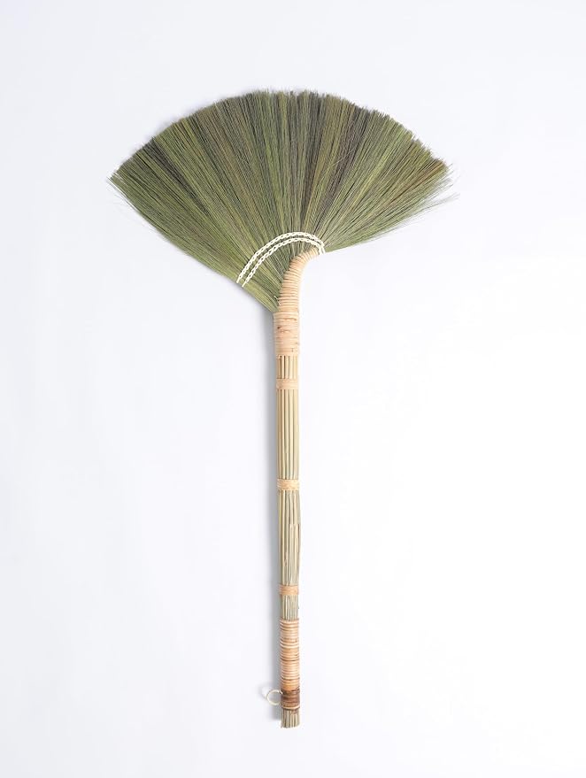 Deluxe Vietnamese Natural Straw Broom /45" Handmade Soft Grass Sweeping Broom for Indoor & Outdoor/Beauty of Nature Collection