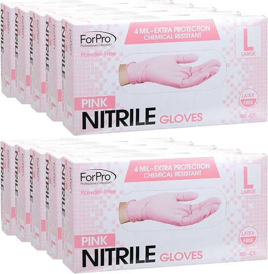 ForPro Disposable Nitrile Gloves, Chemical Resistant, Powder-Free, Latex-Free, Non-Sterile, Food Safe, 4 Mil