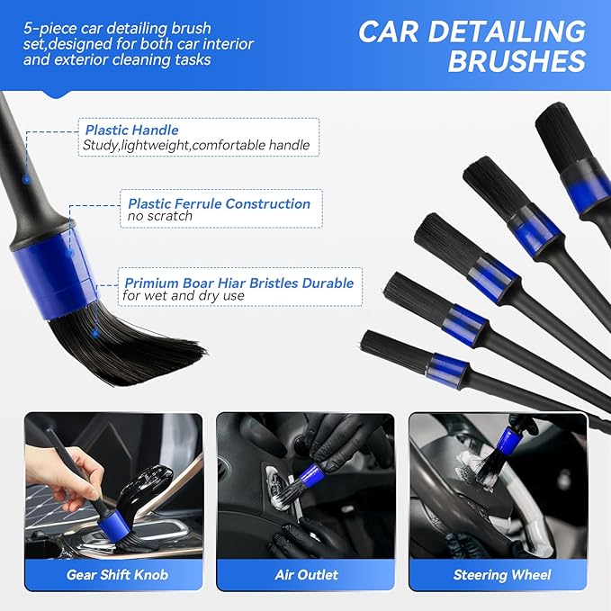 COOGEO 21Pcs Car Detailing Kit,Compelete Car Cleaning Kits Interior Cleaner with Detailing Brushes,Car Wash Kit with Cleaning Gel,Wash Mitt, Car Care Gift for Men
